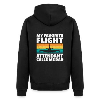 Flugbegleiter Papa Stewardess Flugbegleiter - Unisex Premium Bio Zip Hoodie - Schwarz - Hinten - Nico (187cm)
