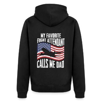Flight Attendant Papa Stewardess Flight Attendant - Unisex Premium Organic Zip Hoodie - black - Back - Nico (187cm)