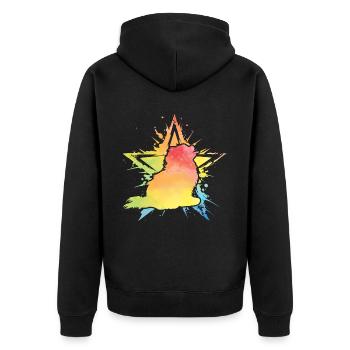 Pomeranian Zwergspitz - Unisex Premium Bio Zip Hoodie - Schwarz - Hinten - Nico (187cm)