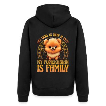 My Dog is not a Pet my Pomeranian is family - Unisex Premium Bio Zip Hoodie - Schwarz - Hinten - Nico (187cm)