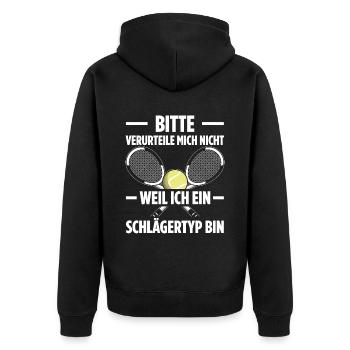 Bitte Verurteile Mich Nicht Weil Ich Ein Schlägert - Unisex Premium Bio Zip Hoodie - Schwarz - Hinten - Nico (187cm)