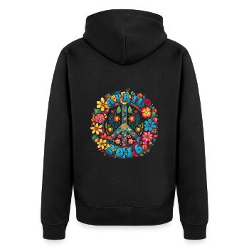 Flower Power Hippie Birthday - April 2016 - Unisex Premium Organic Zip Hoodie - black - Back - Nico (187cm)