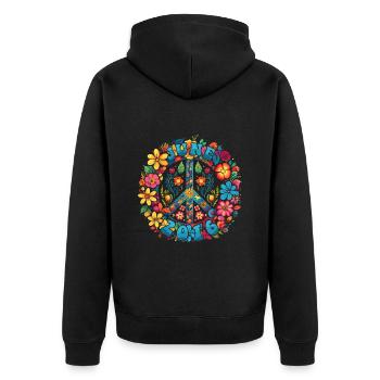 Flower Power Hippie Birthday - June 2016 - Unisex Premium Organic Zip Hoodie - black - Back - Nico (187cm)