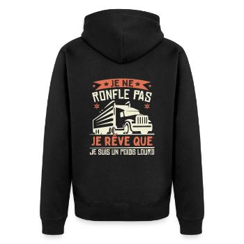 Poids Lourd Cadeau Camion Camionneur - Veste à capuche bio Premium Unisexe - noir - Dos - Nico (187cm)