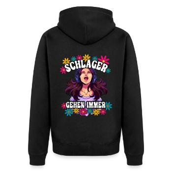 Schlager Gehen Immer - Unisex Premium Bio Zip Hoodie - Schwarz - Hinten - Nico (187cm)