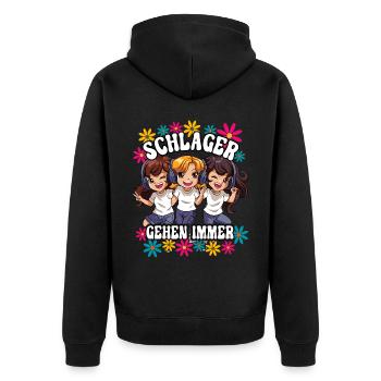 Schlager Gehen Immer - Unisex Premium Bio Zip Hoodie - Schwarz - Hinten - Nico (187cm)