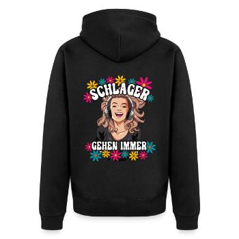 Schlager Gehen Immer - Unisex Premium Bio Zip Hoodie - Schwarz - Hinten - Nico (187cm)
