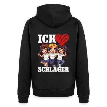 Ich Liebe Schlager - Unisex Premium Bio Zip Hoodie - Schwarz - Hinten - Nico (187cm)