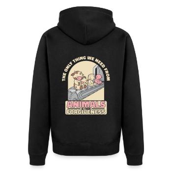 The Only Thing We Need From Animals Vegan Veganism - Unisex Premium Organic Zip Hoodie - black - Back - Nico (187cm)