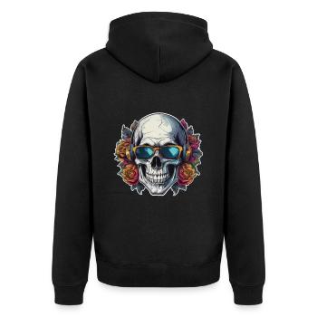 Skull Sonnenbrille Skulls Totenkopf Totenköpfe - Unisex Premium Bio Zip Hoodie - Schwarz - Hinten - Nico (187cm)