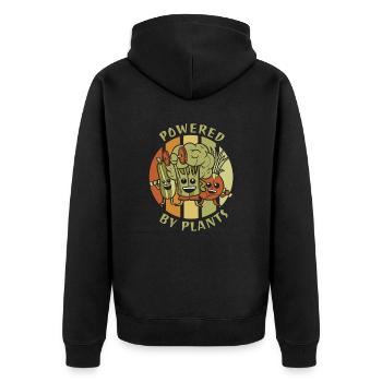 Angetrieben von Pflanzen Veganer Pflanzlich Vegan - Unisex Premium Bio Zip Hoodie - Schwarz - Hinten - Nico (187cm)