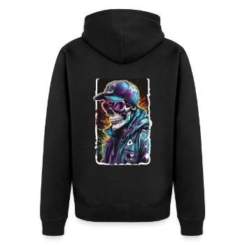 Skull Sonnenbrille Skulls Totenkopf Totenköpfe - Unisex Premium Bio Zip Hoodie - Schwarz - Hinten - Nico (187cm)