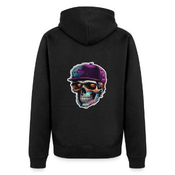 Skull Sonnenbrille Skulls Totenkopf Totenköpfe - Unisex Premium Bio Zip Hoodie - Schwarz - Hinten - Nico (187cm)