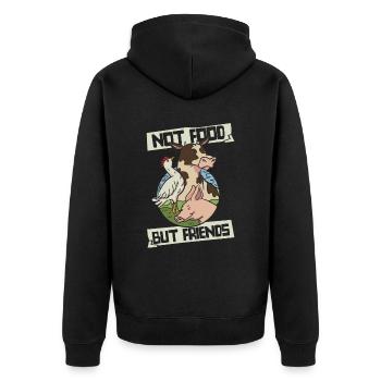 Nicht Essen, sondern Freunde Veganer Veganer Pflanzlich - Unisex Premium Bio Zip Hoodie - Schwarz - Hinten - Nico (187cm)