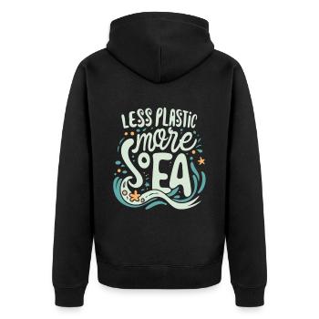 Environment - Unisex Premium Organic Zip Hoodie - black - Back - Nico (187cm)