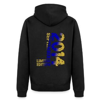 2014 Septembre Edition Limitée Décoration du 9ème anniversaire - Veste à capuche bio Premium Unisexe - noir - Dos - Nico (187cm)