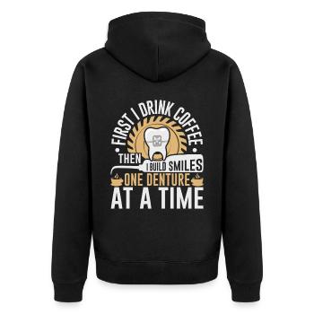 Funny technician for dental lab - Unisex Premium Organic Zip Hoodie - black - Back - Nico (187cm)