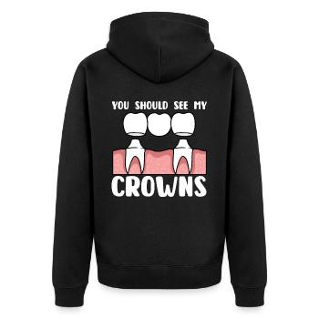 Funny Dental Lab Technician Dentist - Unisex Premium Organic Zip Hoodie - black - Back - Nico (187cm)