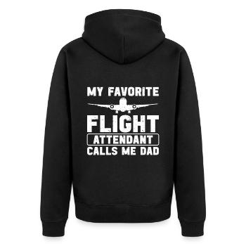 Flight Attendant Papa Stewardess Flight Attendant - Unisex Premium Organic Zip Hoodie - black - Back - Nico (187cm)