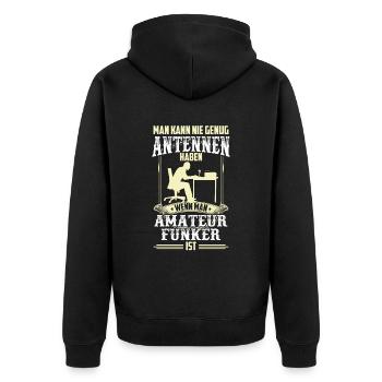 Amateurfunker genug Antennen Hobbyfunker - Unisex Premium Bio Zip Hoodie - Schwarz - Hinten - Nico (187cm)