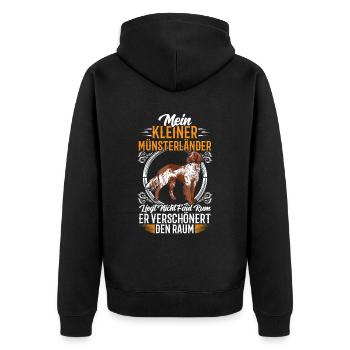 Mein Kleiner Münsterländer ist nicht faul - Unisex Premium Bio Zip Hoodie - Schwarz - Hinten - Nico (187cm)