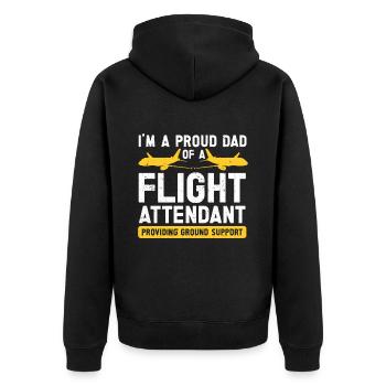 Flugbegleiter Papa Stewardess Flugbegleiter - Unisex Premium Bio Zip Hoodie - Schwarz - Hinten - Nico (187cm)