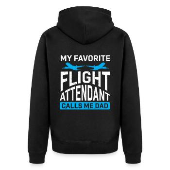 Flight Attendant Papa Stewardess Flight Attendant - Unisex Premium Organic Zip Hoodie - black - Back - Nico (187cm)