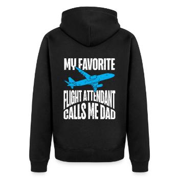 Flugbegleiter Papa Stewardess Flugbegleiter - Unisex Premium Bio Zip Hoodie - Schwarz - Hinten - Nico (187cm)
