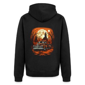 Pickup Truck Spuckige Auto Kunst zu Halloween - Unisex Premium Bio Zip Hoodie - Schwarz - Hinten - Nico (187cm)