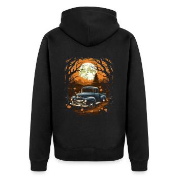 Pickup Truck Spuckige Auto Kunst zu Halloween - Unisex Premium Bio Zip Hoodie - Schwarz - Hinten - Nico (187cm)