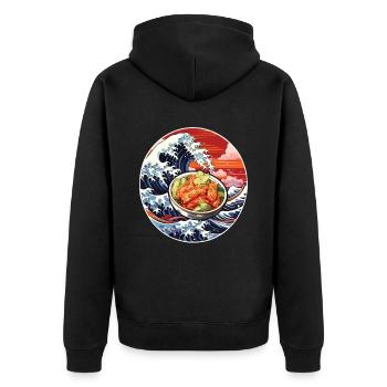 Kimchi Lover Koreanische Küche Scharfes Essen Südkorea - Unisex Premium Bio Zip Hoodie - Schwarz - Hinten - Nico (187cm)