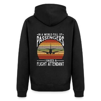 Flight Attendant Papa Stewardess Flight Attendant - Unisex Premium Organic Zip Hoodie - black - Back - Nico (187cm)