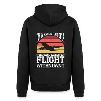 Flugbegleiter Papa Stewardess Flugbegleiter - Unisex Premium Bio Zip Hoodie - Schwarz - Hinten - Nico (187cm)