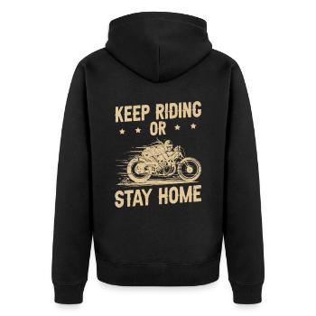 Continuez à rouler ou restez à la maison motard - Veste à capuche bio Premium Unisexe - noir - Dos - Nico (187cm)