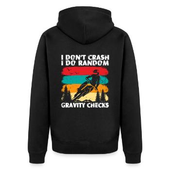 I Dont Crash I Do Random Gravity Checks Motorcross - Unisex Premium Organic Zip Hoodie - black - Back - Nico (187cm)