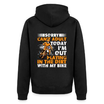 I'm Out Playing In The Dirt With My Bike Motocross - Unisex Premium Bio Zip Hoodie - Schwarz - Hinten - Nico (187cm)