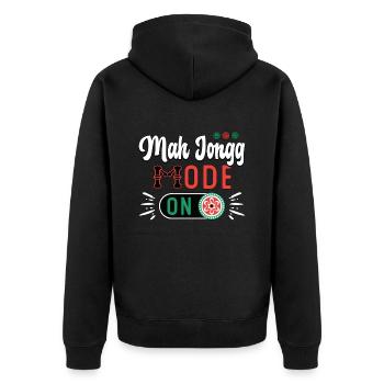 Mah Jongg Mode On Loves Chinese Mahjong Board Game - Unisex Premium Bio Zip Hoodie - Schwarz - Hinten - Nico (187cm)
