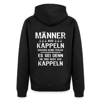 Kappeln Spruch - Unisex Premium Bio Zip Hoodie - Schwarz - Hinten - Nico (187cm)