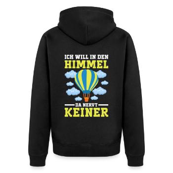Ballon fahren - Heißluftballon Wolken Geschenk - Unisex Premium Bio Zip Hoodie - Schwarz - Hinten - Nico (187cm)