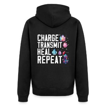 Lustige Edelstein -Chakra -Heilerin Spirituelle - Unisex Premium Bio Zip Hoodie - Schwarz - Hinten - Nico (187cm)