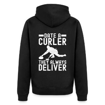 Curling Curling players - Unisex Premium Organic Zip Hoodie - black - Back - Nico (187cm)