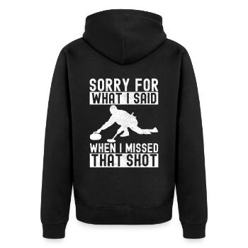Curling Curling players - Unisex Premium Organic Zip Hoodie - black - Back - Nico (187cm)