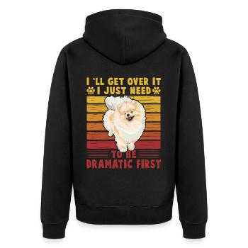 I'll get over it I just need to be dramatic first - Unisex Premium Bio Zip Hoodie - Schwarz - Hinten - Nico (187cm)