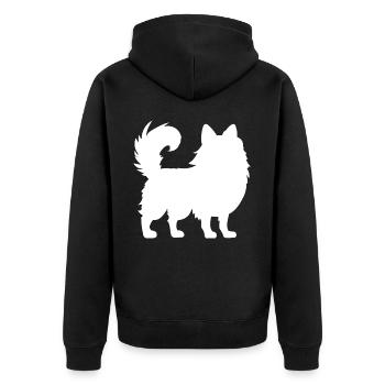 Pomeranian Zwergspitz - Unisex Premium Bio Zip Hoodie - Schwarz - Hinten - Nico (187cm)