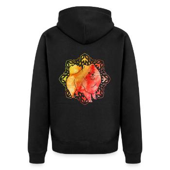 Pomeranian Zwergspitz - Unisex Premium Bio Zip Hoodie - Schwarz - Hinten - Nico (187cm)