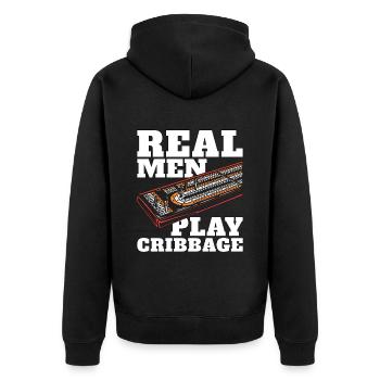 Cribbage Real Men Play Cribbage Loves Board Game - Unisex Premium Bio Zip Hoodie - Schwarz - Hinten - Nico (187cm)