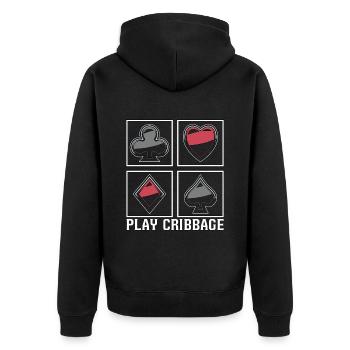 Play Cribbage Playing Cards Loves Crib Board Game - Unisex Premium Organic Zip Hoodie - black - Back - Nico (187cm)