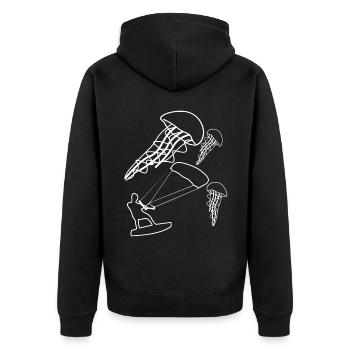 Kitesurfer Qualle Kitesurfen Kiteboarder - Unisex Premium Bio Zip Hoodie - Schwarz - Hinten - Nico (187cm)