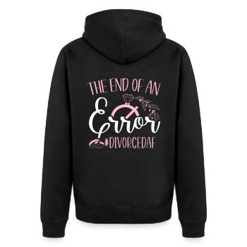 Happy Divorce Party The End Of An - Unisex Premium Bio Zip Hoodie - Schwarz - Hinten - Nico (187cm)