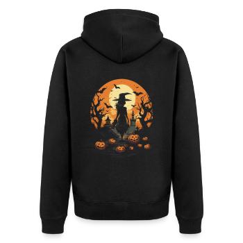 Hexenflug zum Gruseln Halloween Hexen - Unisex Premium Bio Zip Hoodie - Schwarz - Hinten - Nico (187cm)